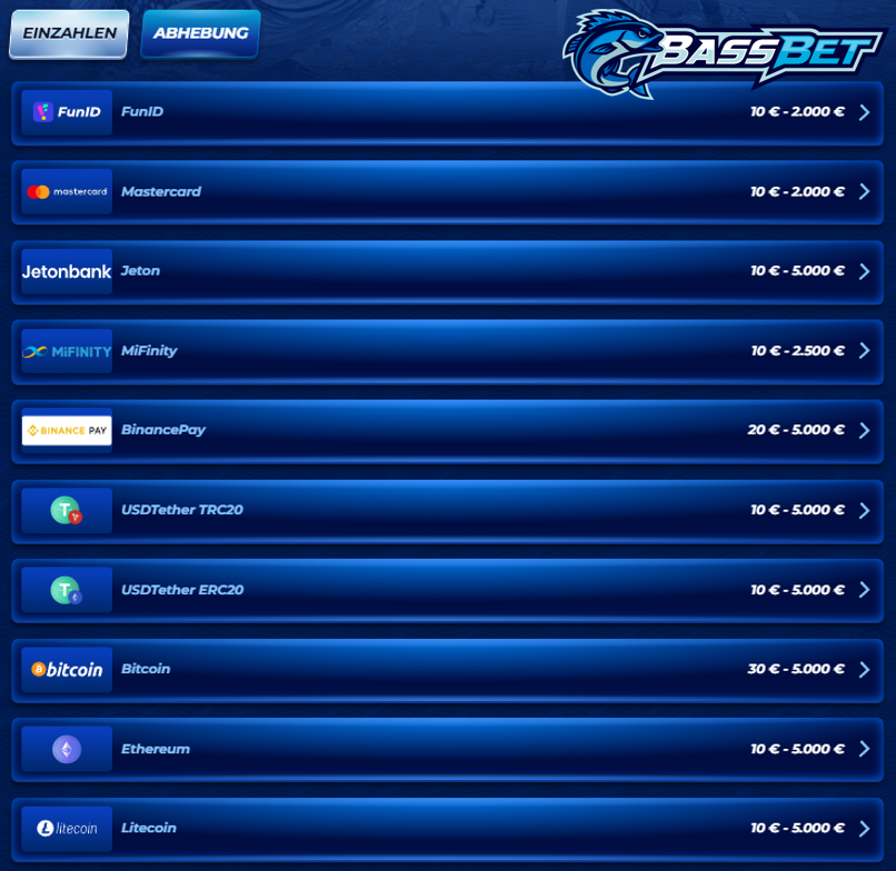 Bassbet Einzahlungs Methoden